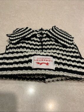 Charles Jeffrey Loverboy Black and White Striped Knit Hat